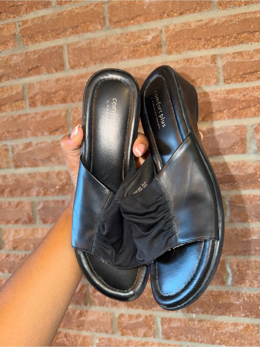 comfort plus by Predictions Black Slip-On Mule Sandals